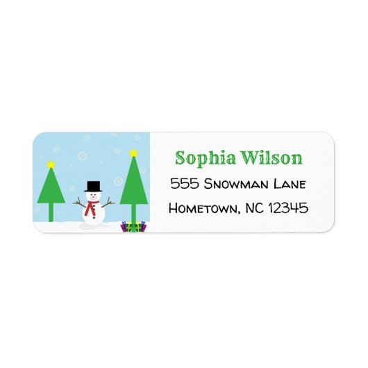 Cute Snowman Festive Fun Winter Etiket (Voorkant)