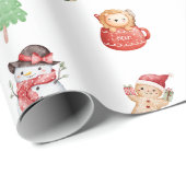 Cute Snowman Gingerbread Man Christmas Pattern Cadeaupapier (Rol Hoek)