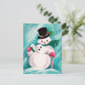 Cute Snowman Girl Briefkaart (Staand voorkant)