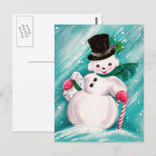 Cute Snowman Girl Briefkaart (Voorkant / Achterkant)