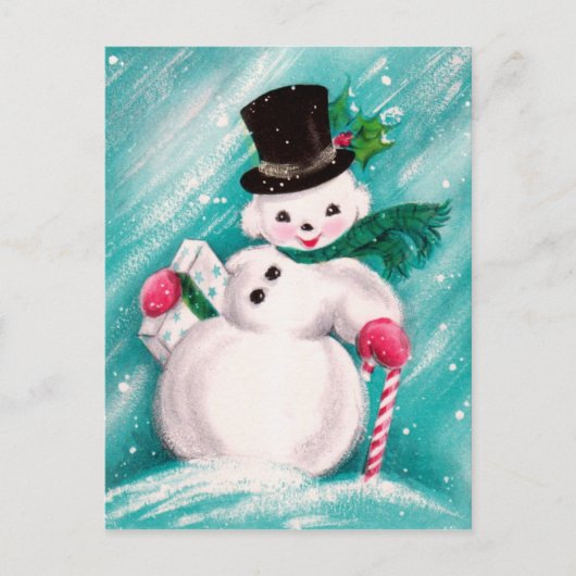 Cute Snowman Girl Briefkaart (Voorkant)
