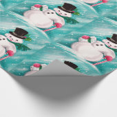 Cute Snowman Girl Cadeaupapier (Hoek)