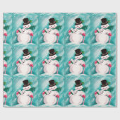 Cute Snowman Girl Cadeaupapier (Vlak)