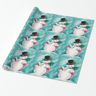 Cute Snowman Girl Cadeaupapier