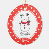 Cute Snowman Girls kerstversiering Keramisch Ornament (Links)