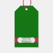 Cute Snowman Green en Red Kerstmis Cadeaulabel (Achterkant)