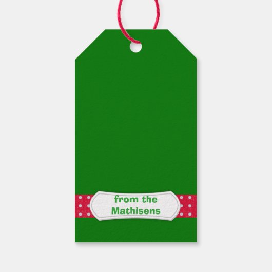 Cute Snowman Green en Red Kerstmis Cadeaulabel (Achterkant)