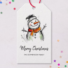 Cute Snowman Hand Drawn Sketch Merry Christmas Cadeaulabel