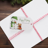 Cute Snowman Happy Holidays Cadeaulabel