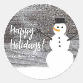 Cute Snowman Happy Holidays Ronde Sticker