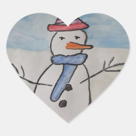 Cute Snowman Hart Sticker