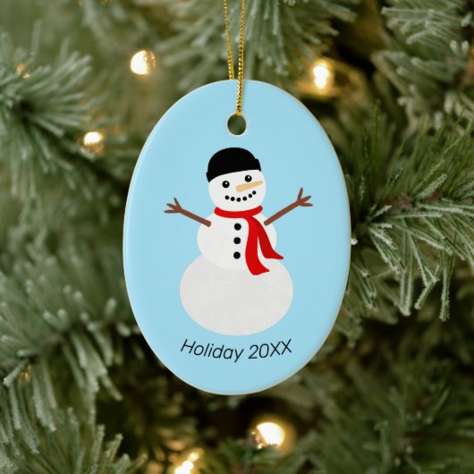 Cute Snowman Holiday Keramisch Ornament (Boom)