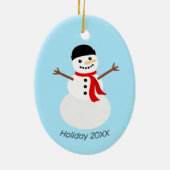 Cute Snowman Holiday Keramisch Ornament (Achterkant)