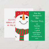 Cute Snowman Holiday Party Invitation All Occaise Kaart (Voorkant / Achterkant)