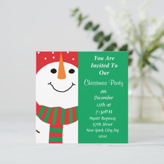 Cute Snowman Holiday Party Invitation All Occaise Kaart (Staand voorkant)
