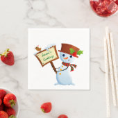Cute Snowman Holiday Party Paper Napkin set Servetten (Insitu)