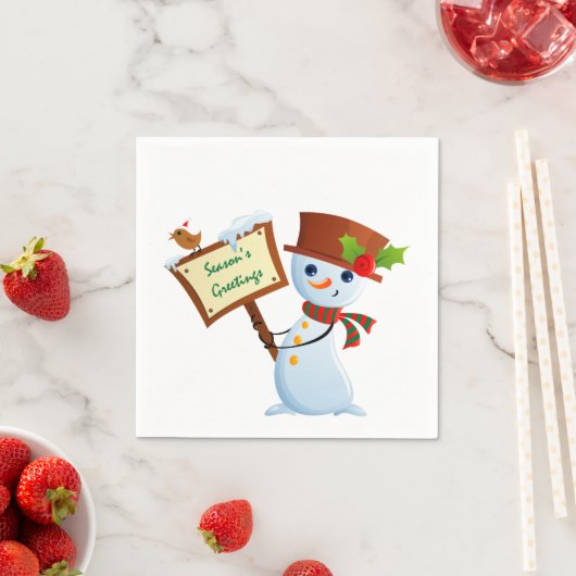 Cute Snowman Holiday Party Paper Napkin set Servetten (Insitu)