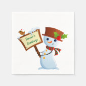 Cute Snowman Holiday Party Paper Napkin set Servetten (Voorkant)