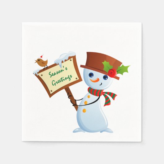 Cute Snowman Holiday Party Paper Napkin set Servetten (Voorkant)