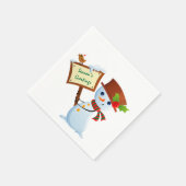 Cute Snowman Holiday Party Paper Napkin set Servetten (Hoek)