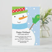 Cute Snowman Holiday Party Uitnodiging (Staand voorkant)