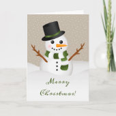 Cute Snowman Illustratie  kerst Feestdagen Kaart (Voorkant)