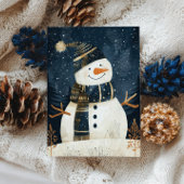 Cute Snowman Illustration Whimsical Winter Xmas Briefkaart