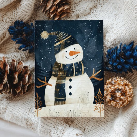 Cute Snowman Illustration Whimsical Winter Xmas Briefkaart