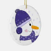 Cute Snowman in Blue Pet en Scarf Keramisch Ornament (Rechts)