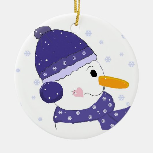 Cute Snowman in Blue Pet en Scarf Keramisch Ornament (Voorkant)