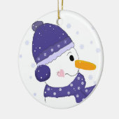 Cute Snowman in Blue Pet en Scarf Keramisch Ornament (Links)