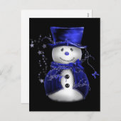 Cute Snowman in Blue Velvet Kerstmis Feestdagenkaart (Voorkant / Achterkant)