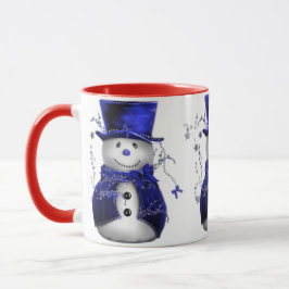 Cute Snowman in Blue Velvet Kerstmis Mok