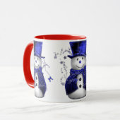 Cute Snowman in Blue Velvet Kerstmis Mok (Voorkant links)