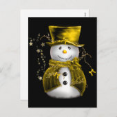 Cute Snowman in Gold Velvet Kerstmis Feestdagenkaart (Voorkant / Achterkant)