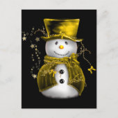 Cute Snowman in Gold Velvet Kerstmis Feestdagenkaart (Voorkant)