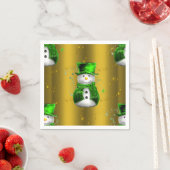 Cute Snowman in Green op Gold Kerstmis Servet (Insitu)