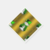 Cute Snowman in Green op Gold Kerstmis Servet (Hoek)