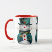 Cute Snowman in Green Velvet Kerstmis Mok (Links)