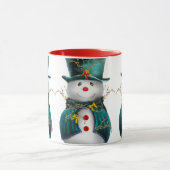 Cute Snowman in Green Velvet Kerstmis Mok (Midden)