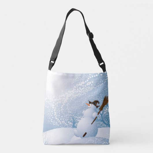Cute Snowman in Pastel Blues Crossbody Tas (Achterkant)