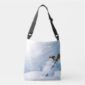 Cute Snowman in Pastel Blues Crossbody Tas (Voorkant)