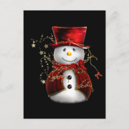Cute Snowman in Red Velvet Kerstmis Feestdagenkaart