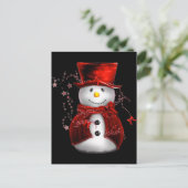 Cute Snowman in Red Velvet Kerstmis Feestdagenkaart (Staand voorkant)