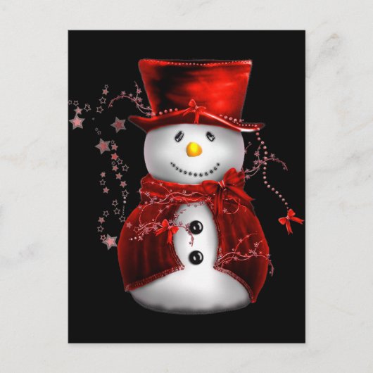Cute Snowman in Red Velvet Kerstmis Feestdagenkaart (Voorkant)
