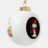 Cute Snowman in Red Velvet Kerstmis Keramische Bal Ornament (Links)