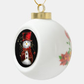 Cute Snowman in Red Velvet Kerstmis Keramische Bal Ornament (Rechts)
