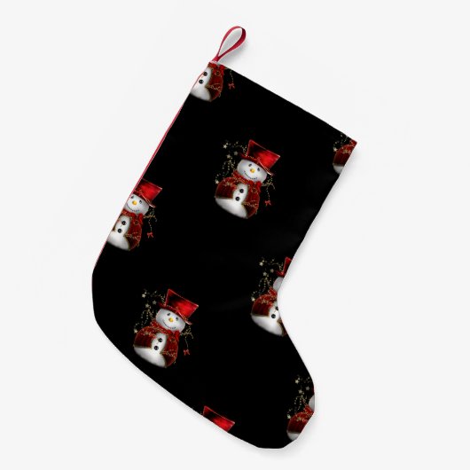 Cute Snowman in Red Velvet Kerstmis Kleine Kerstsok (Voorkant (Hangend))