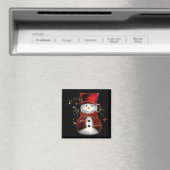 Cute Snowman in Red Velvet Kerstmis Magneet (Insitu (Vaatwasser))