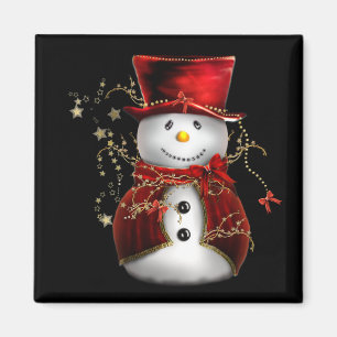 Cute Snowman in Red Velvet Kerstmis Magneet